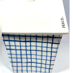 Rae Dunn “PERCH.” 2021 Blue/White Ceramic Bird House…